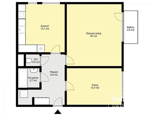 Prodej bytu 2+1, Kolín, Sadová, 60 m2