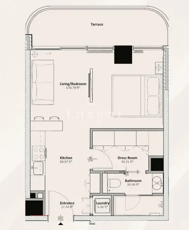 Prodej bytu 1+kk, Dubaj, Spojené arabské emiráty, 45 m2