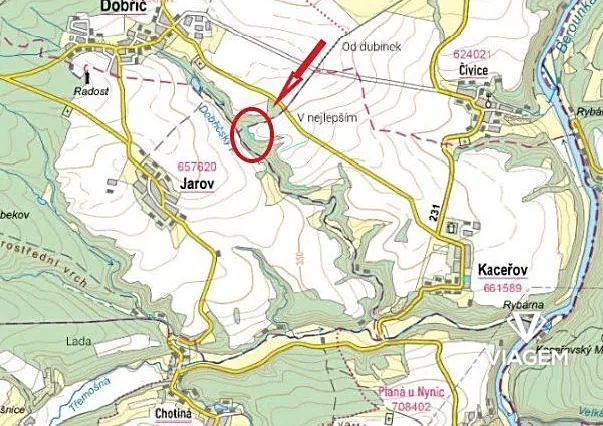 Prodej lesa, Kaceřov, 1208 m2