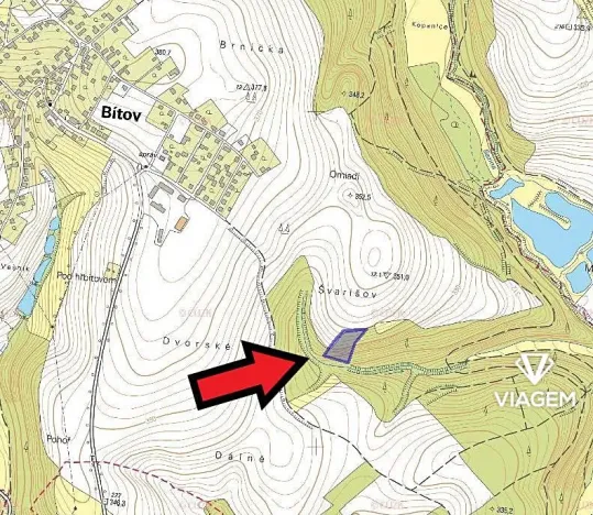 Prodej podílu lesa, Bítov, 3512 m2