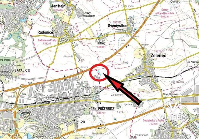 Prodej podílu pole, Zeleneč, 3800 m2