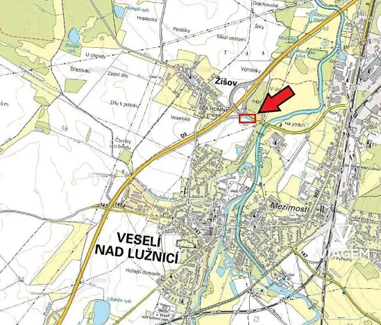 Prodej podílu pole, Veselí nad Lužnicí, 631 m2