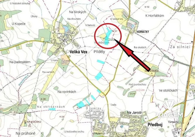 Prodej podílu pole, Veliká Ves, 3652 m2