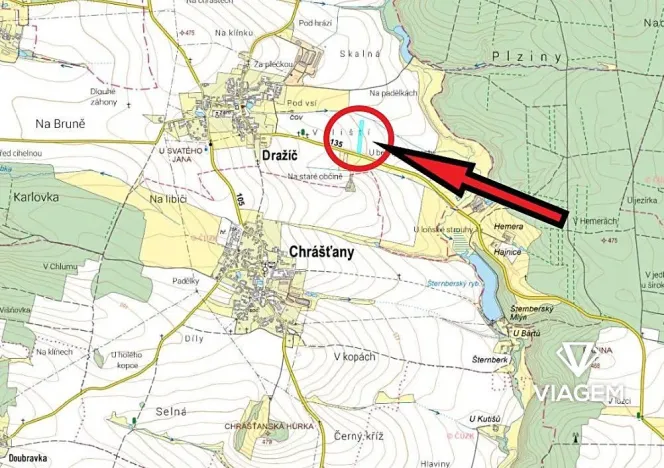 Prodej podílu pole, Dražíč, 641 m2