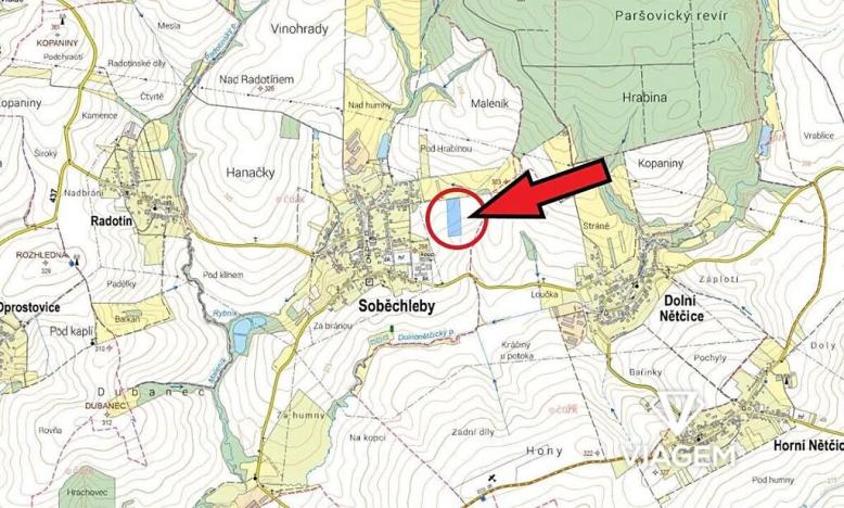 Prodej podílu pole, Soběchleby, 1254 m2
