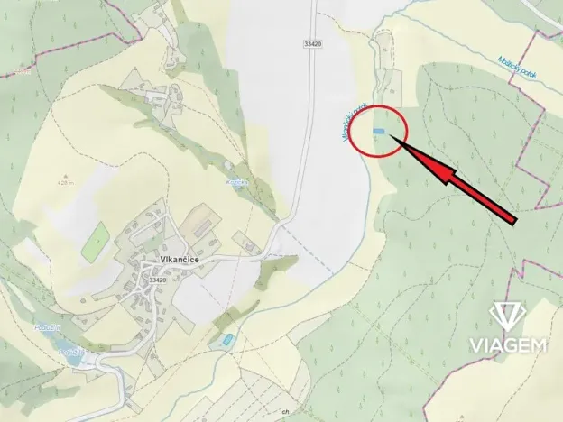 Prodej lesa, Vlkančice, 611 m2