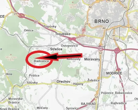 Prodej zahrady, Střelice, 1635 m2