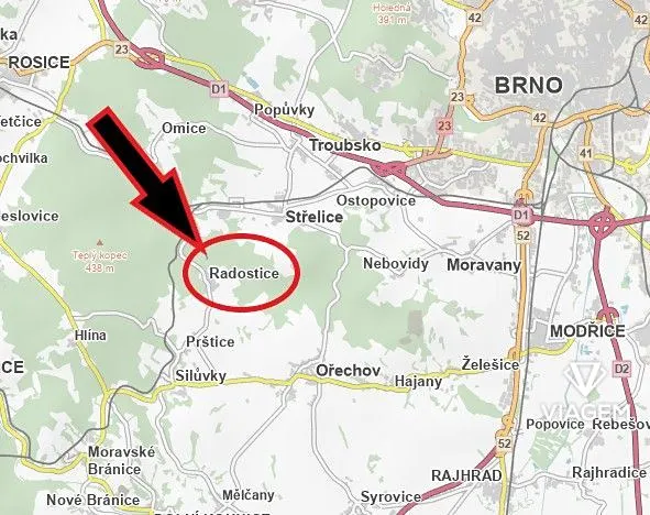 Prodej zahrady, Střelice, 1476 m2