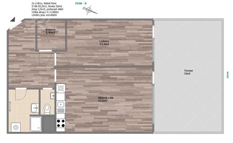 Pronájem bytu 2+kk, Kutná Hora, Za Lidkou, 66 m2