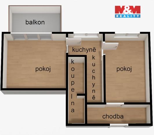 Pronájem bytu 2+1, Rychnov nad Kněžnou, Na Trávníku, 65 m2