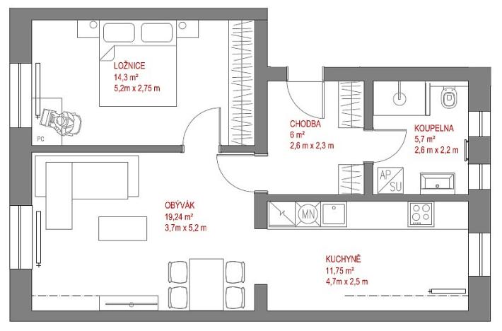 Pronájem bytu 2+1, Strakonice - Strakonice II, Dukelská, 58 m2