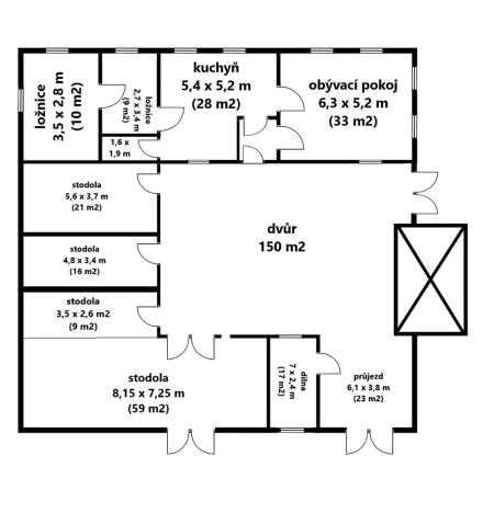 Prodej zemědělské usedlosti, Trhové Sviny, 225 m2