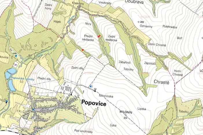 Prodej louky, Popovice, 5635 m2