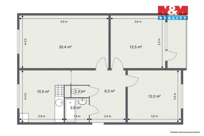 Prodej bytu 3+1, Teplá, Palackého, 68 m2