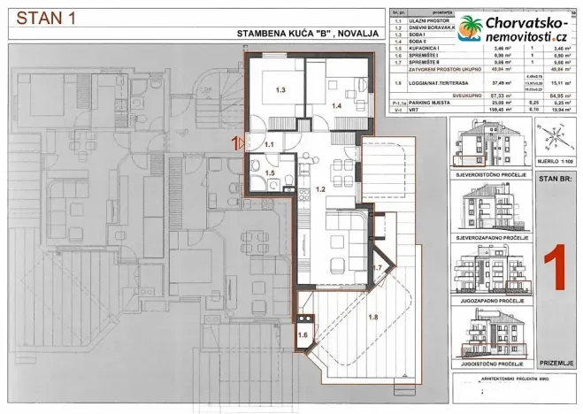 Prodej bytu 3+1, Novalja, Chorvatsko, 87 m2