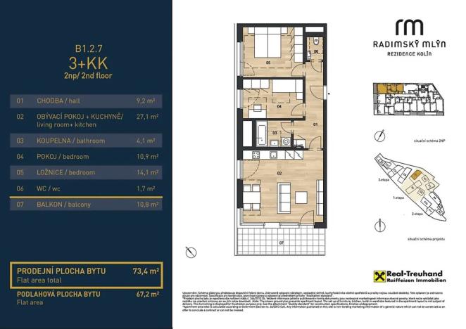 Prodej bytu 3+kk, Kolín, 73 m2