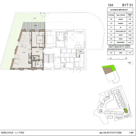 Pronájem bytu 2+kk, Praha - Královice, Ke Tvrzi, 117 m2