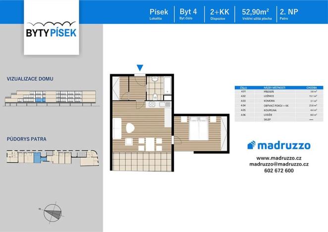 Prodej bytu 2+kk, Písek, V Portyči, 53 m2