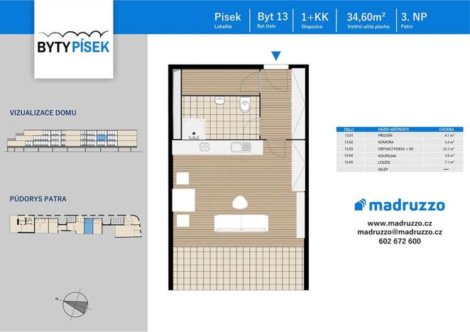 Prodej bytu 1+kk, Písek, V Portyči, 35 m2