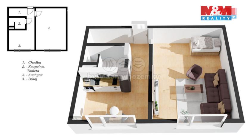 Prodej bytu 1+1, Hradec Králové - Nový Hradec Králové, Jana Masaryka, 34 m2