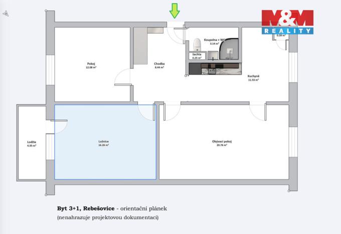 Prodej bytu 3+1, Rebešovice, Horky, 72 m2