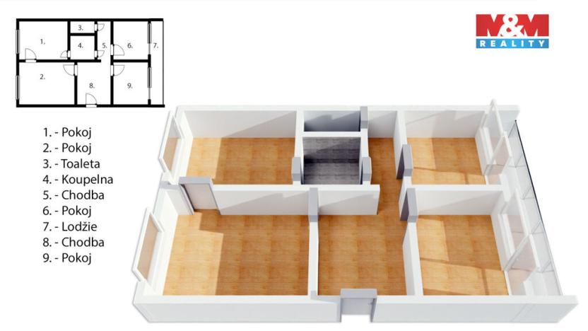 Prodej bytu 3+1, Praha - Střížkov, Teplická, 54 m2