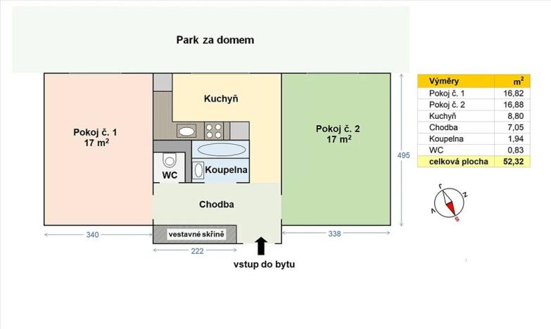 Pronájem bytu 2+1, Praha - Krč, Olbrachtova, 52 m2