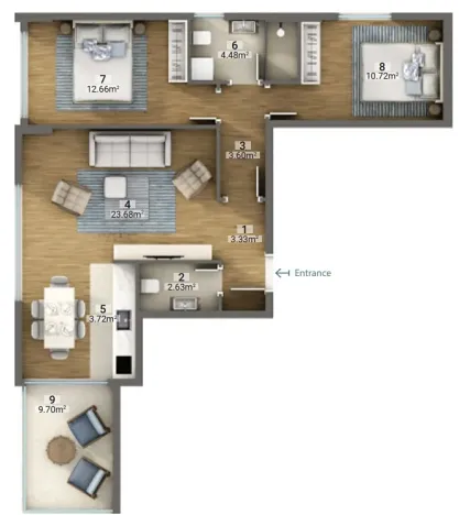 Prodej bytu 3+kk, Dobrá Voda, Černá Hora, 60 m2