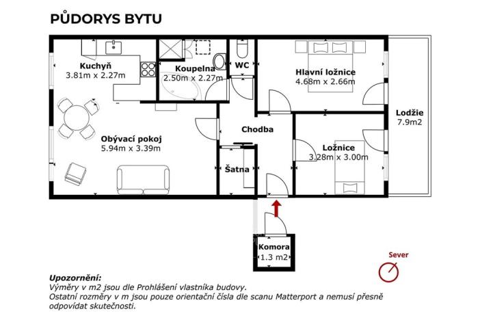 Prodej bytu 3+kk, Praha - Prosek, Vysočanská, 73 m2