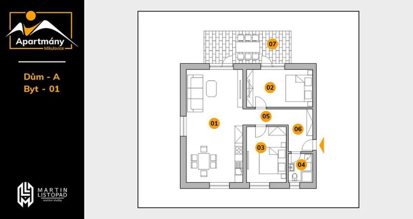 Prodej bytu 3+kk, Mikulovice, 77 m2