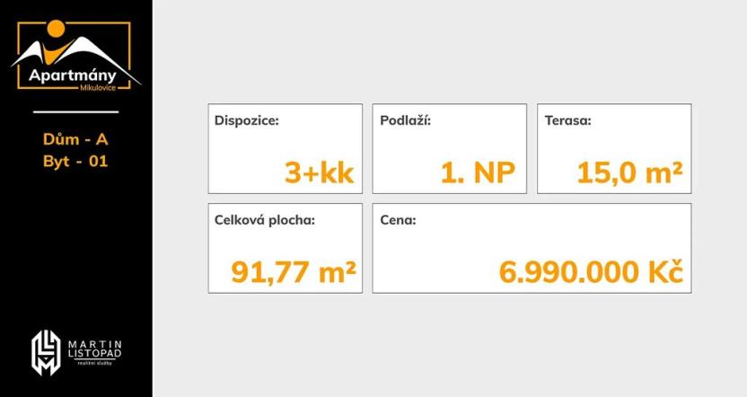 Prodej bytu 3+kk, Mikulovice, 77 m2