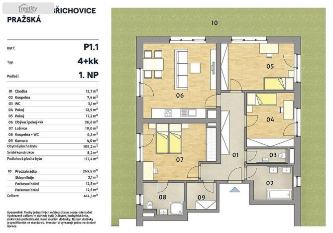 Prodej bytu 4+kk, Dobřichovice, Pražská, 117 m2