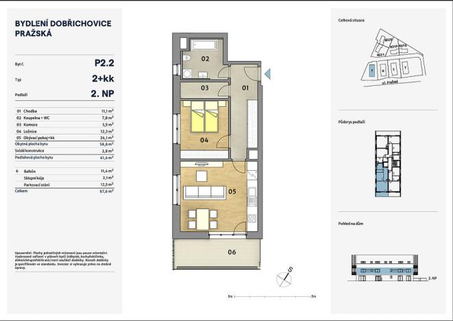 Prodej bytu 2+kk, Dobřichovice, Souběžná, 87 m2