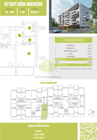 Pronájem bytu 1+kk, Olomouc, Janského, 38 m2