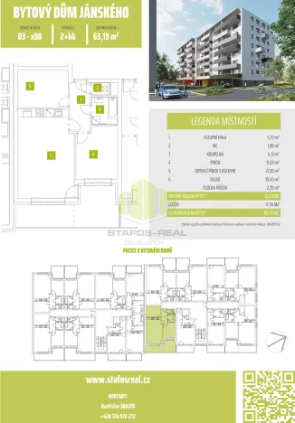 Pronájem bytu 2+kk, Olomouc, Janského, 59 m2