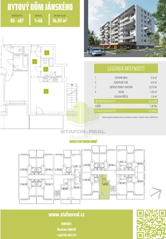 Pronájem bytu 1+kk, Olomouc, Janského, 34 m2