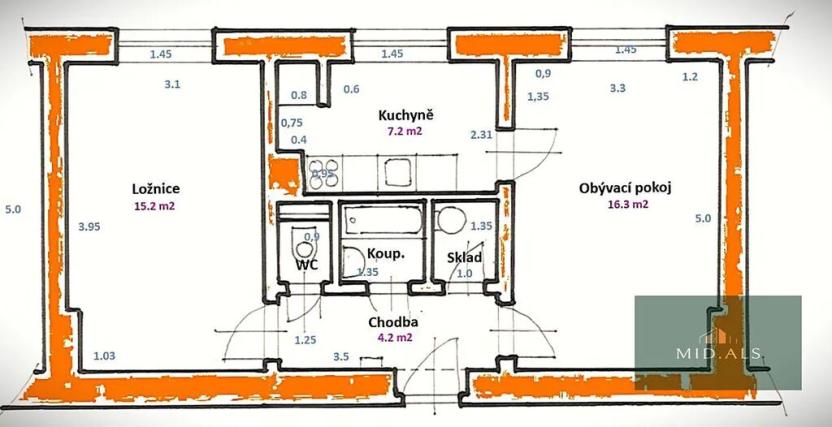 Prodej bytu 2+1, Hrádek, 1. máje, 46 m2