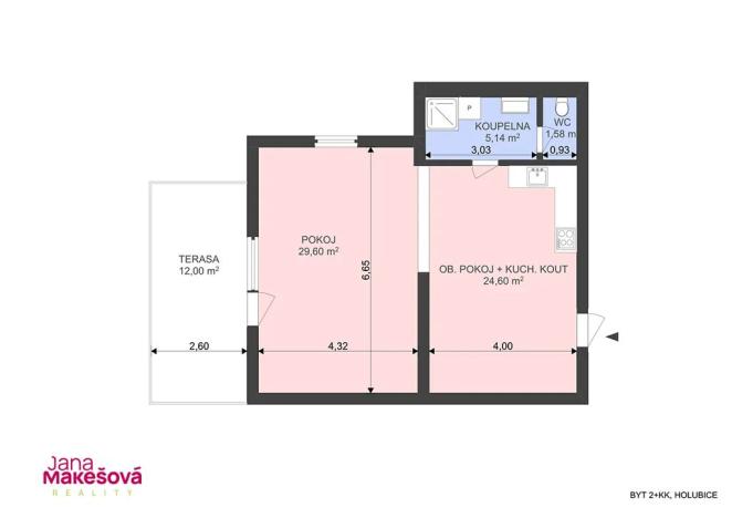 Prodej bytu 2+kk, Holubice, 63 m2