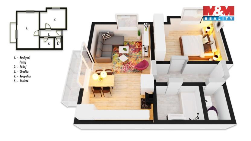 Pronájem bytu 2+kk, Pardubice, Na Spravedlnosti, 52 m2