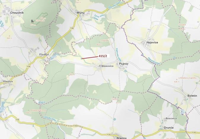 Dražba lesa, Psárov, 1251 m2