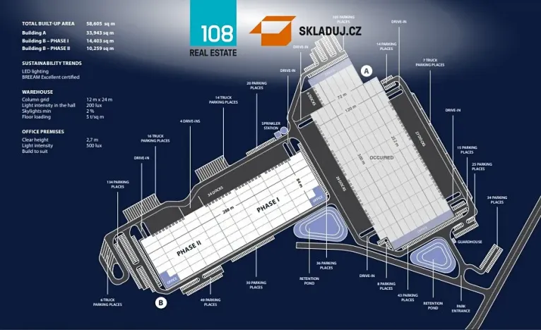 Pronájem skladu, Úherce, 30000 m2
