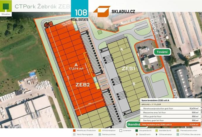 Pronájem skladu, Žebrák, Tovární, 24000 m2