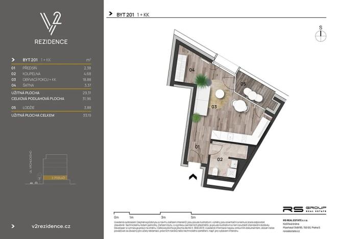 Prodej bytu 1+kk, Praha - Košíře, Hlaváčkova, 32 m2