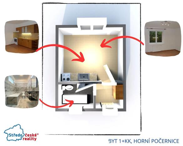 Pronájem bytu 1+kk, Praha - Horní Počernice, Na nové silnici, 30 m2