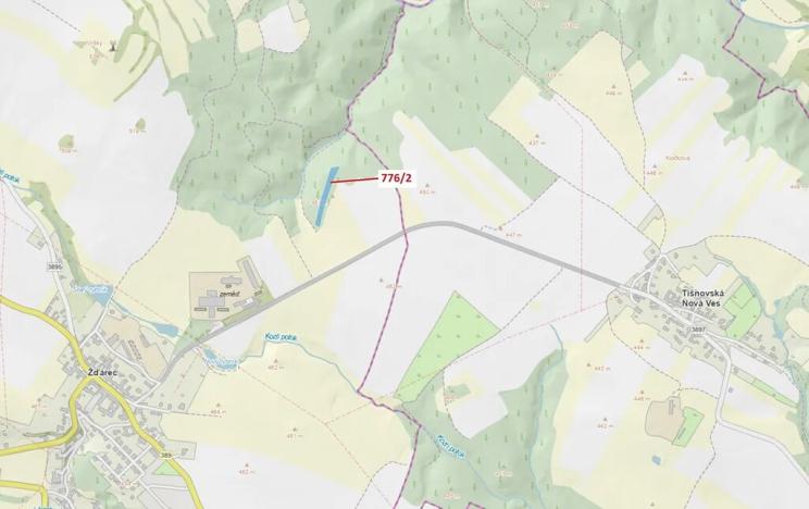 Dražba lesa, Žďárec, 3169 m2