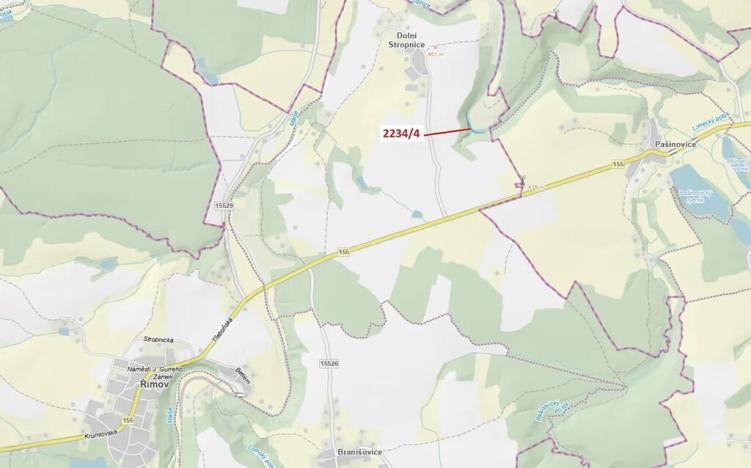 Dražba pozemku, Římov, 1687 m2