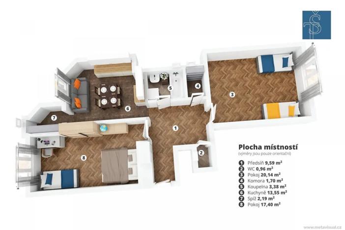 Prodej bytu 2+1, Praha - Nové Město, Na slupi, 69 m2