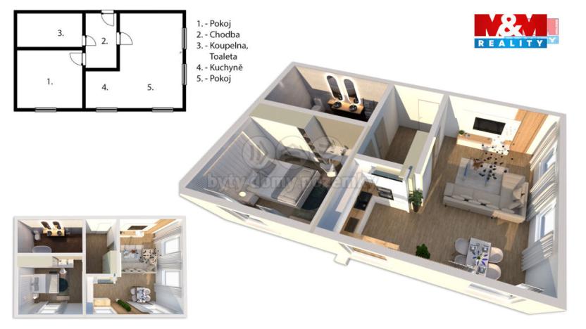 Prodej bytu 2+kk, Královec, 51 m2
