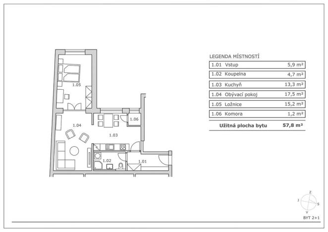 Pronájem bytu 2+1, Brno, Terezy Novákové, 58 m2