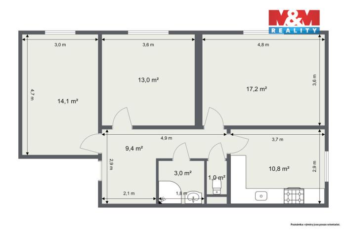 Prodej bytu 3+1, Nová Role, Školní, 74 m2